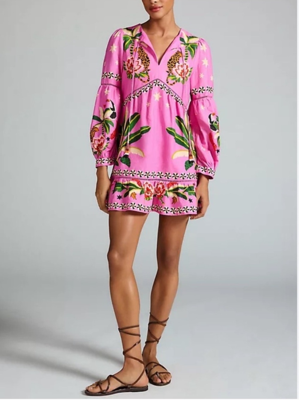 Farm Rio Pink Leopard Forest Mini Dress